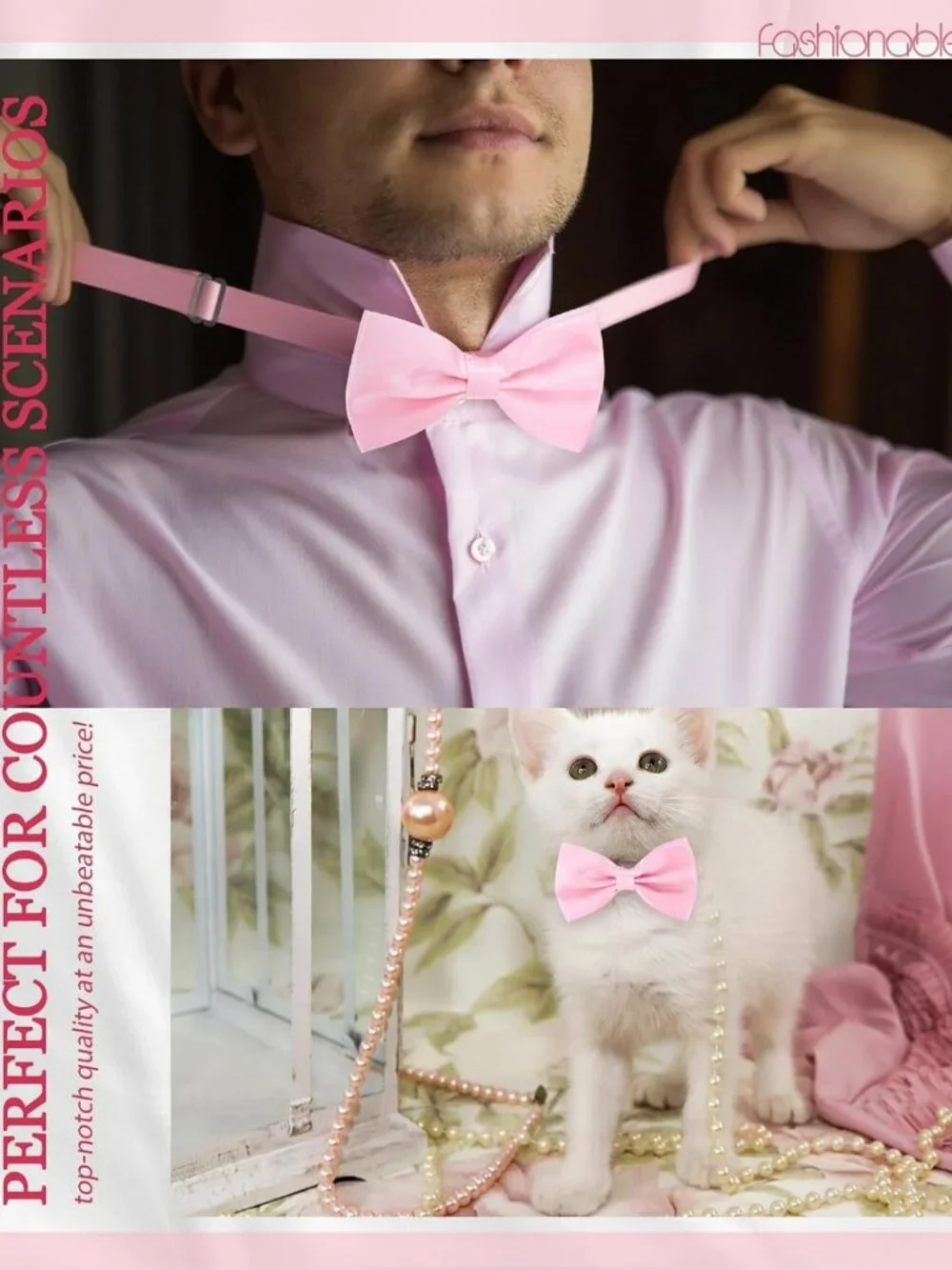24 Men's Pre-tied Satin Bow Ties Set - Adjustable Neck Band, Formal Accessories